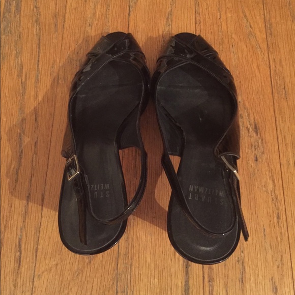 Stuart Weitzman Slingback Peep Toe Patent Leather - Picture 4 of 7